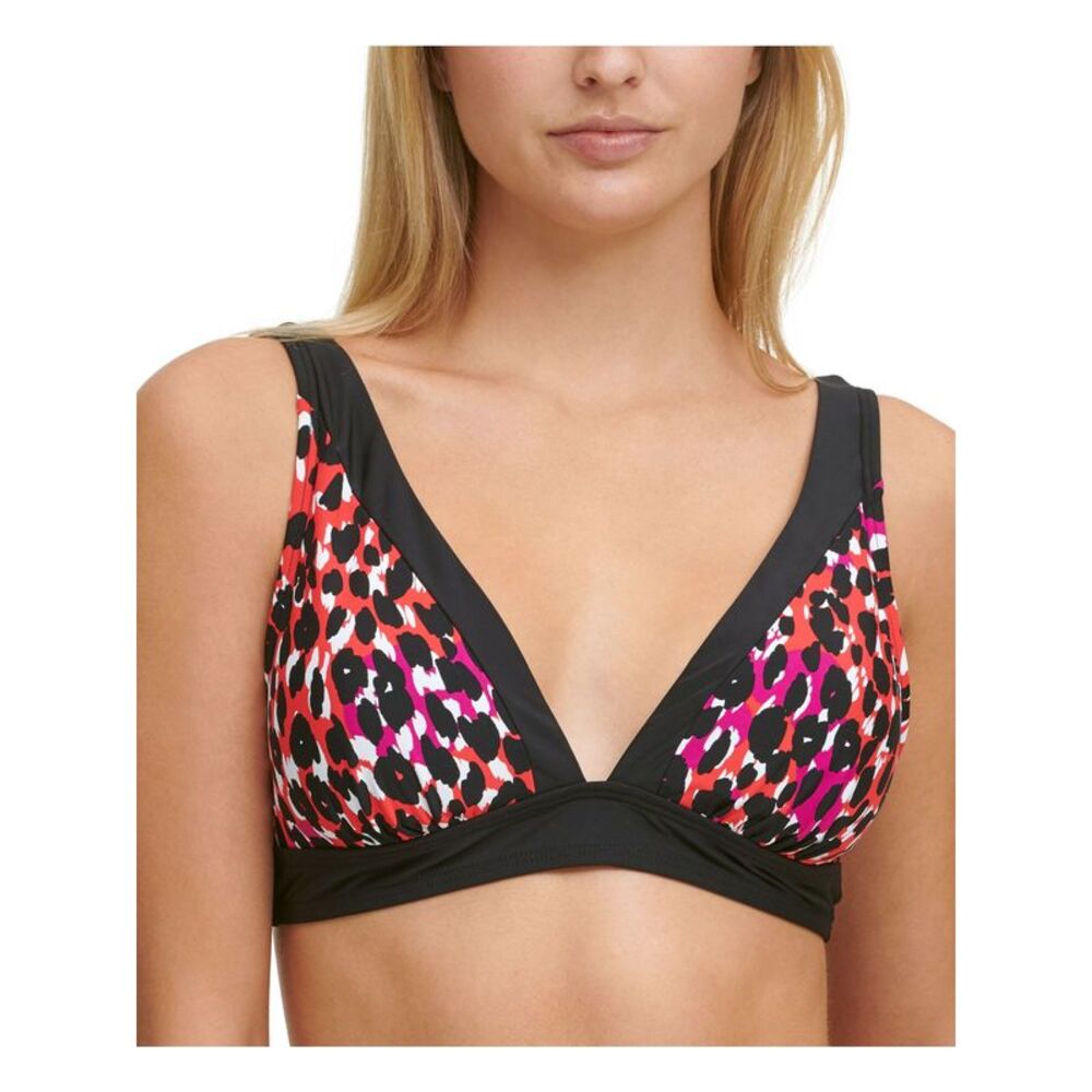 DKNY Women's Pink Stretch Bow-Back Bikini Removable Cups Swimsuit Top M